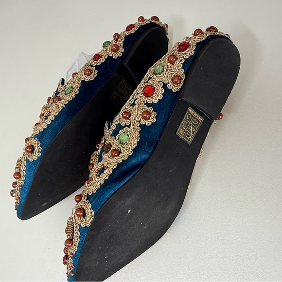 Jeffrey Campbell Multi gold babouche style flat mules Embellished Blue - Picture 4 of 4